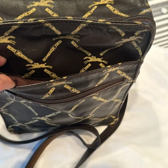 LONGCHAMP Vintage logo Brown Crossbody/ shoulder bag, Camera bag, 2outer pockets - Picture 2 of 16